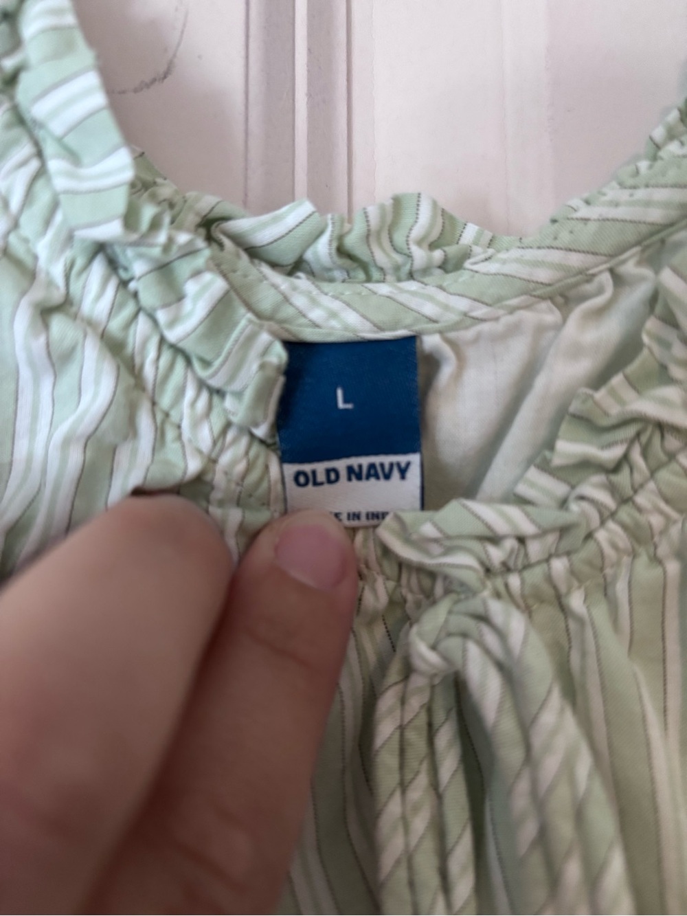 Old Navy Light Sage and White Striped Sleeveless Dress - Picture 2 of 4